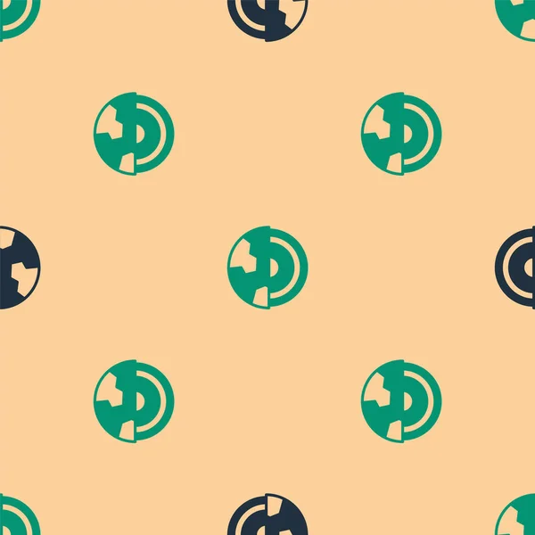 Green Black Earth Core Structure Crust Icon Isolated Seamless Pattern — Vector de stock