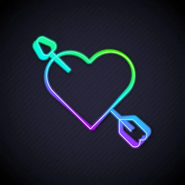 Glowing Neon Line Amour Symbol Heart Arrow Icon Isolated Black — Stock vektor