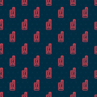 Red line Light meter icon isolated seamless pattern on black background. Hand luxmeter. Exposure meter - a device for measuring the brightness. Vector.