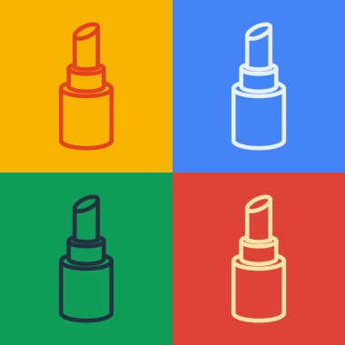 Pop sanat çizgisi ruj simgesi renk arkaplanında izole edildi. Vektör.