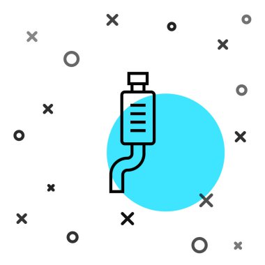 Black line Car muffler icon isolated on white background. Exhaust pipe. Random dynamic shapes. Vector.