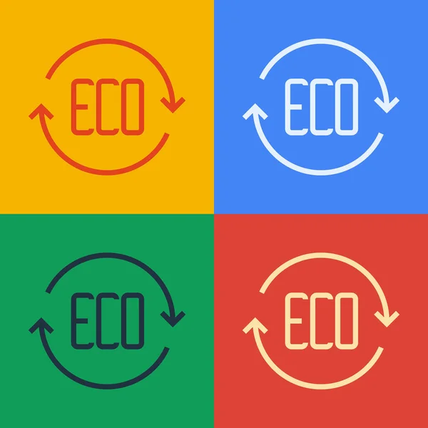 Pop Art Γραμμή Leaf Eco Σύμβολο Εικονίδιο Απομονώνονται Φόντο Χρώμα — Διανυσματικό Αρχείο