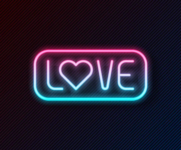 Glowing Neon Line Love Text Icon Isolated Black Background Valentines — Stockvektor