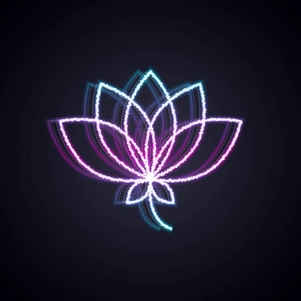 Lumineux Néon Ligne Lotus Icône Fleur Isolé Sur Fond Noir — Image vectorielle