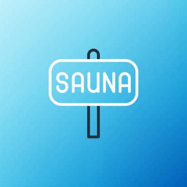 Line Sauna icon isolated on blue background. Colorful outline concept. Vector.