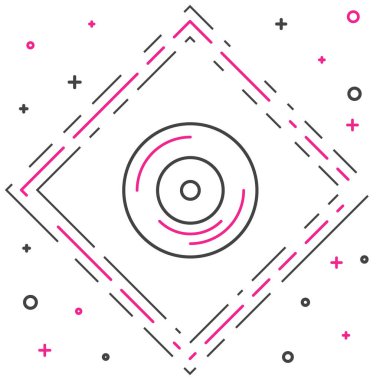Çizgi Vinil disk simgesi beyaz arkaplanda izole edildi. Renkli taslak konsepti. Vektör.