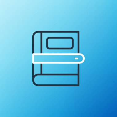 Satır Defteri simgesi mavi arkaplanda izole edildi. Renkli taslak konsepti. Vektör.