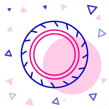 Çizgi Araba Tekerleği simgesi beyaz arkaplanda izole edildi. Renkli taslak konsepti. Vektör.