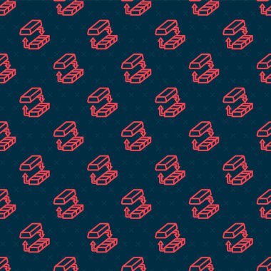 Kırmızı çizgi altın döviz ikonu siyah arka planda kusursuz desen izole etti. Para değiştirici. Vektör.