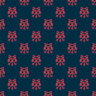 Kırmızı çizgi NFT Dijital Şifreleme Sanatı simgesi siyah arkaplanda kusursuz desen izole etti. Para iadesi olmayan jeton. Vektör.