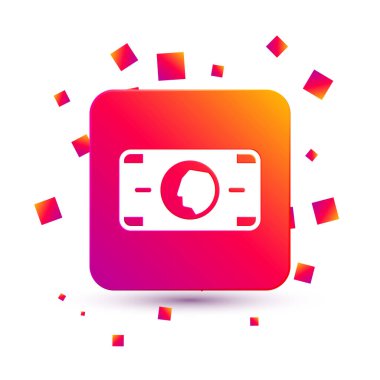 White Stacks kağıt para para ikonu beyaz arka planda izole. Para desteleri. Para birimi. Kare renk düğmesi. Vektör.