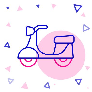 Çizgi Scooter simgesi beyaz arkaplanda izole edildi. Renkli taslak konsepti. Vektör.