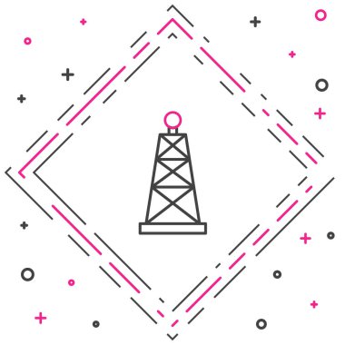 Çizgi petrol sondajı simgesi beyaz arkaplanda izole edildi. Gaz kulesi. Endüstriyel nesne Renkli taslak konsepti. Vektör.