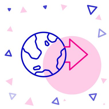 Beyaz arkaplanda izole edilmiş dünya simgesindeki çizgi konumu. Dünya ya da Dünya işareti. Renkli taslak konsepti. Vektör.