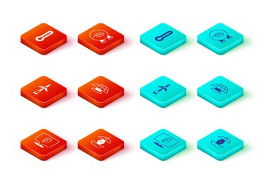 Set Location with leaf Apple core Wind turbine Solar energy panel Eco shop and Thermometer icon. Vector.