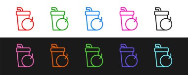 Taze smoothie simgesini siyah beyaz arkaplanda izole et. Vektör.