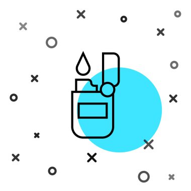 Beyaz arkaplanda siyah çizgi aydınlatma simgesi izole edildi. Rastgele dinamik şekiller. Vektör.