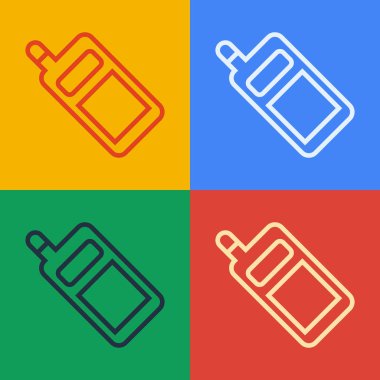 Pop Art Line Smartphone, cep telefonu simgesi renkli arkaplanda izole edilmiş. Vektör.