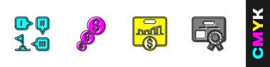 Set Planning strategy, Financial growth and dollar, Key performance indicator and Certificate template icon. Vector.