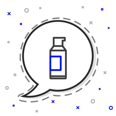 Saç spreyi için çizgi spreyi, deodorant, beyaz arka planda izole edilmiş terleme önleyici ikon. Renkli taslak konsepti. Vektör.