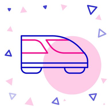 Yüksek hızlı tren simgesi beyaz arkaplanda izole edildi. Demiryolu seyahati ve demiryolu turizmi. Metro ya da metro hızlı tren taşımacılığını düzene soktu. Renkli taslak konsepti. Vektör.