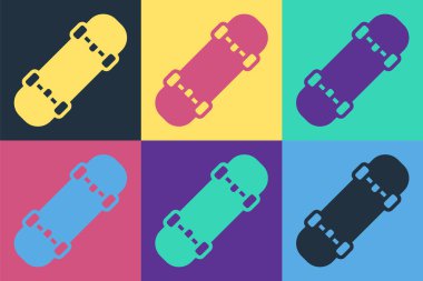 Pop Art Skateboard simgesi renk arkaplanında izole edildi. Olağanüstü bir spor. Spor malzemeleri. Vektör.