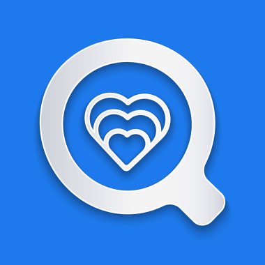 Kağıt kesiği kahve fincanı simgesi mavi arka planda izole edilmiş. Çay fincanı. Sıcak içecek kahvesi. Kağıt sanatı tarzı. Vektör.