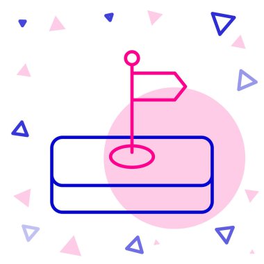 Beyaz arkaplanda çizgi bayrağı simgesi izole edildi. Yer belirleyici sembol. Renkli taslak konsepti. Vektör.