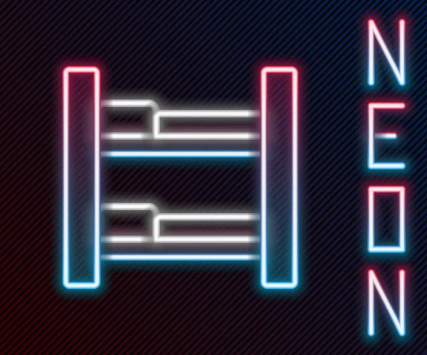Zářící Neon Line Hotel Pokoj Postel Ikona Izolované Černém Pozadí — Stockový vektor