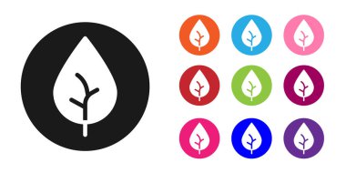 Beyaz arkaplanda siyah çay yaprağı simgesi izole edildi. Çay yaprakları. Simgeleri renklendirin. Vektör.