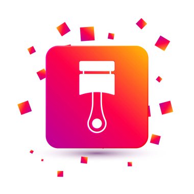 White Engine piston icon isolated on white background. Car engine piston sign. Square color button. Vector.