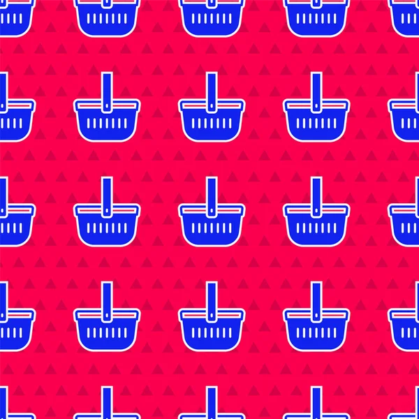 Blue Picnic Basket Icon Isolated Seamless Pattern Red Background Vector — Image vectorielle