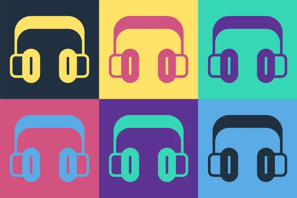 Pop Art Sluchátka Ikona Izolované Barevném Pozadí Podpora Zákaznického Servisu — Stockový vektor