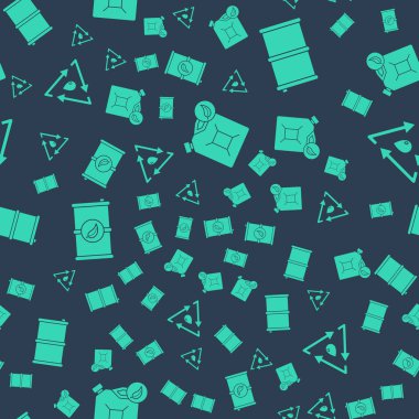 Set Bio fuel canister, Barrel oil, Bio fuel barrel and Oil drop with recycle on seamless pattern. Vector.