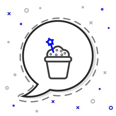 Satır Keki simgesi beyaz arkaplanda izole edildi. Doğum günün kutlu olsun. Renkli taslak konsepti. Vektör İllüstrasyonu.