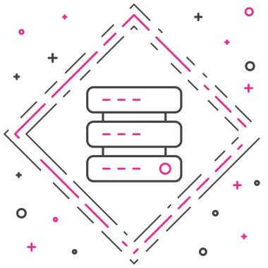 Satır Sunucusu, Data, Web sunucu simgesi beyaz arkaplanda izole edildi. Renkli taslak konsepti. Vektör.