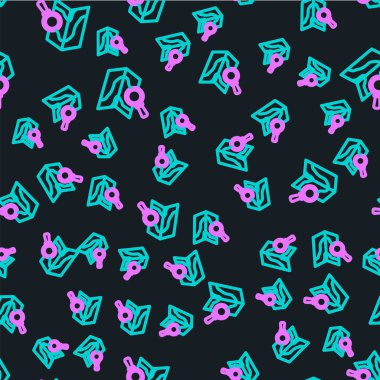 Satır Arama konumu simgesi siyah arkaplanda izole edilmiş kusursuz desen. İşaretli büyüteç. Vektör.