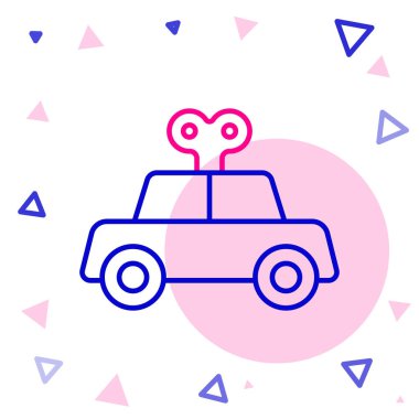 Çizgi oyuncağı araç simgesi beyaz arkaplanda izole edildi. Renkli taslak konsepti. Vektör.