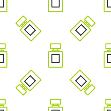 Çizgi parfüm ikonu beyaz arkaplanda izole edilmiş kusursuz desen. Vektör.