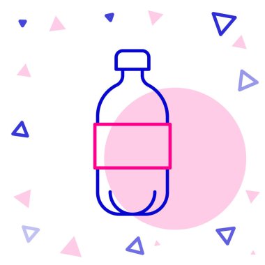 Beyaz arka planda izole edilmiş bir şişe su. Soda su içme tabelası. Renkli taslak konsepti. Vektör.