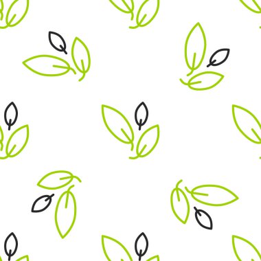 Çizgi çay yaprağı simgesi beyaz arkaplanda izole edilmiş kusursuz desen. Çay yaprakları. Vektör.