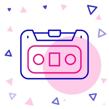 Hat Retro ses kaset simgesi beyaz arkaplanda izole edildi. Renkli taslak konsepti. Vektör.