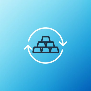 Hat Gold para değişimi simgesi mavi arkaplanda izole edildi. Para değiştirici. Renkli taslak konsepti. Vektör.