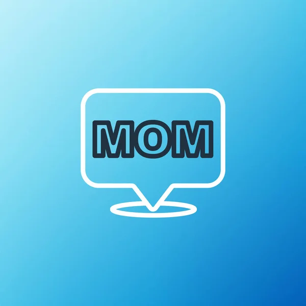 Line Speech Bubble Mom Icon Isolated Blue Background Happy Mothers — ストックベクタ