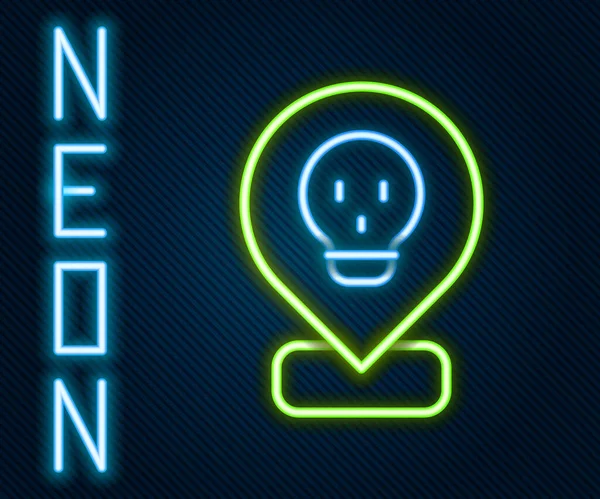 Parlayan Neon Hattı Siyah Arkaplanda Izole Edilmiş Konum Simgesinde Radyoaktif — Stok Vektör