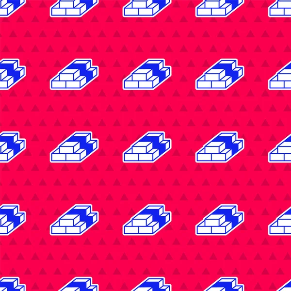 Blue Stacks kağıt para ikonu kırmızı arka planda izole edilmiş pürüzsüz desen. Para desteleri. Para birimi. Vektör.