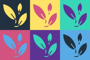 Pop art Tea leaf icon isolated on color background. Tea leaves. Vector.