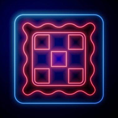 Glowing neon Checkered napkin icon isolated on black background. Vector.