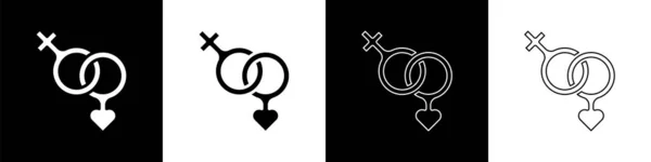 Set Gender Icon Isolated Black White Background Symbols Men Women — Vetor de Stock