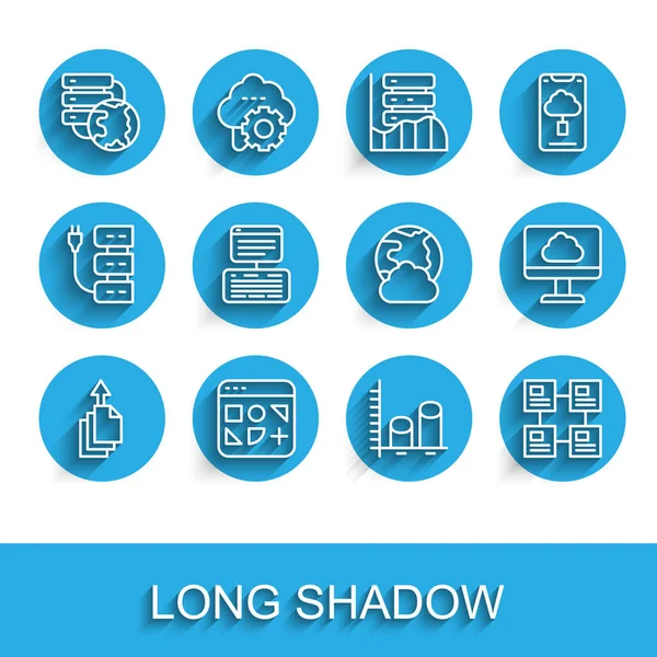 Set Line Data Export Different Files Network Cloud Connection Analysis — ストックベクタ